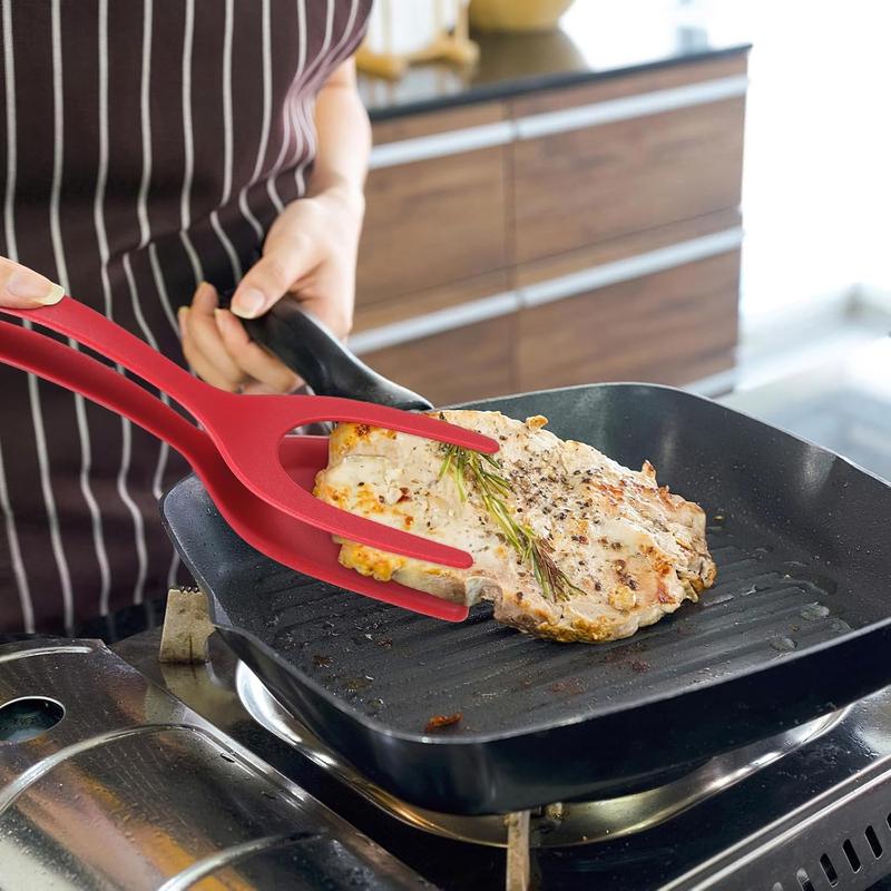 2-in-1 Silicone Turner and Spatula Tong – Egg Flipper, Versatile Kitchen Cooking Tool for Eggs, Pancakes, French Toast & Omelets