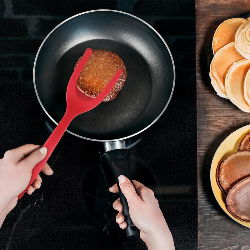 2-in-1 Silicone Turner and Spatula Tong – Egg Flipper, Versatile Kitchen Cooking Tool for Eggs, Pancakes, French Toast & Omelets