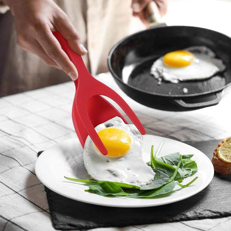 2-in-1 Silicone Turner and Spatula Tong – Egg Flipper, Versatile Kitchen Cooking Tool for Eggs, Pancakes, French Toast & Omelets