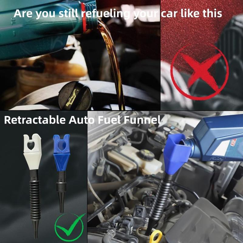 Retractable Funnel with Flexible Hose and Filter – Multi-Purpose Refueling & Fluid Transfer Tool for Oil, Gasoline, Coolant | For Cars, Motorcycles & Engines