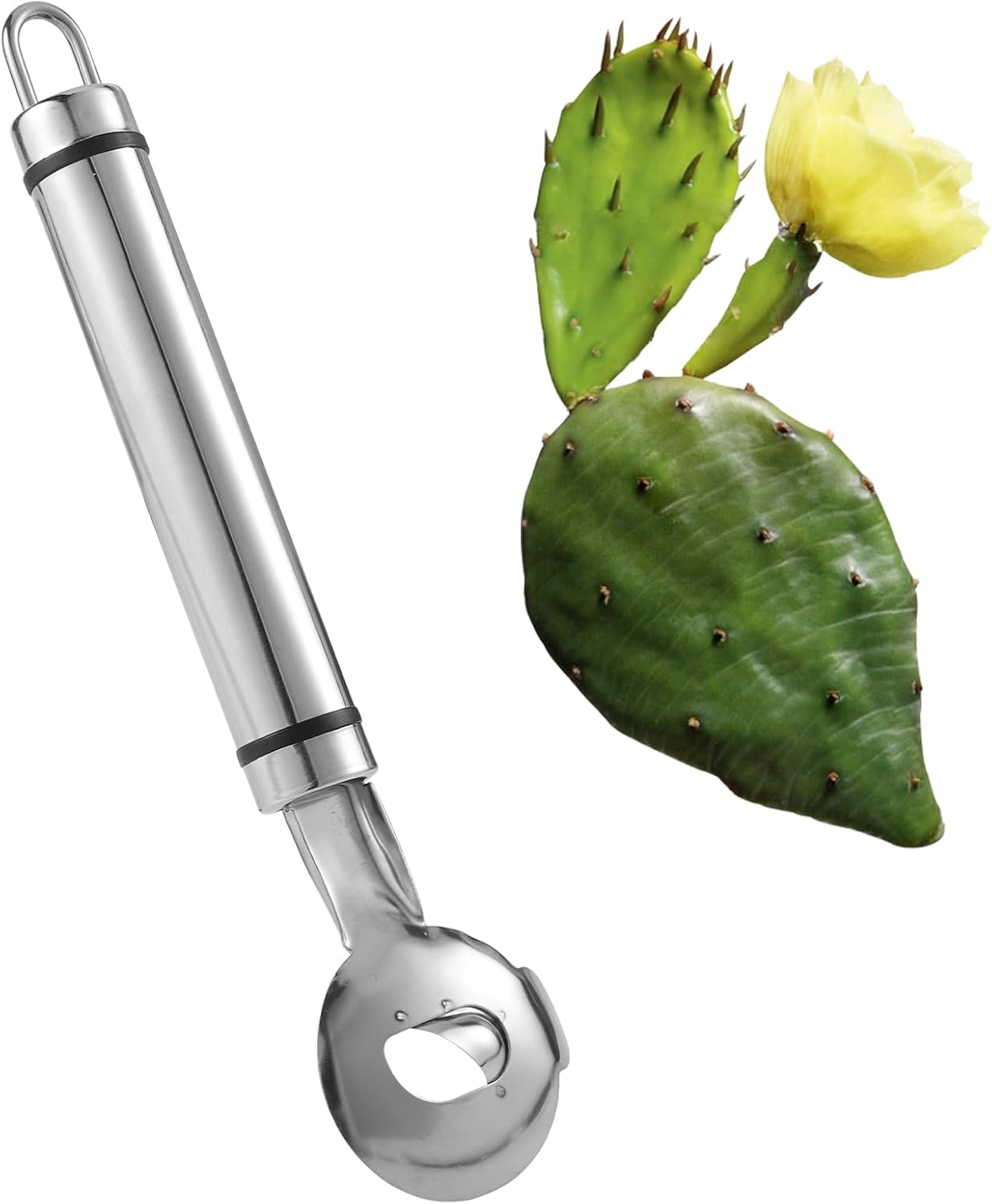 Stainless Steel Cactus Paring Knife and Peeler Spoon Long Handle Slicing Noodle Cutter