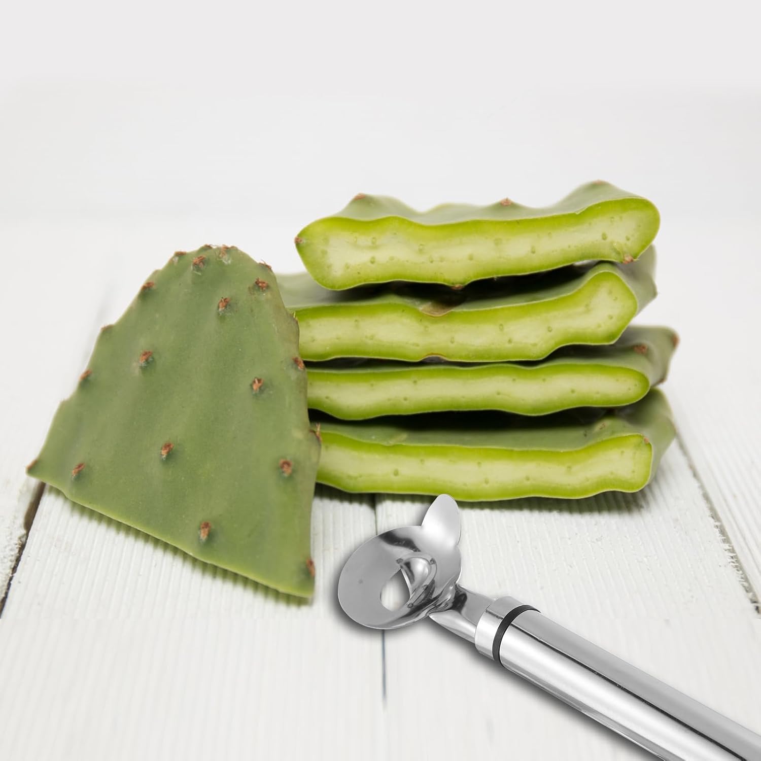 Stainless Steel Cactus Paring Knife and Peeler Spoon Long Handle Slicing Noodle Cutter