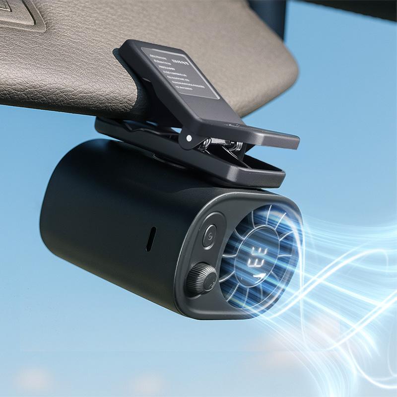 JOYTUTUS Car Clip On Fan with LED Display - 360° Rotation, 100 Speeds Adjustable,
