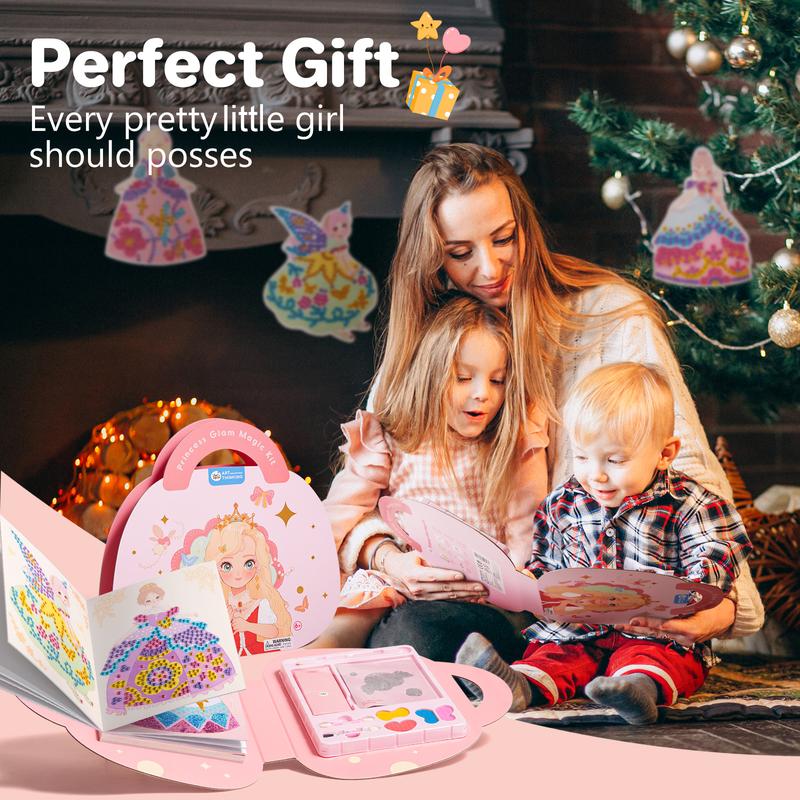 4 in 1 Princess Art Craft Kits, Foil Art & Diamond Painting,