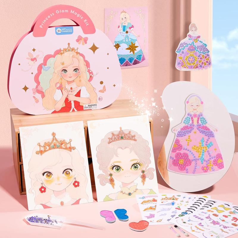 4 in 1 Princess Art Craft Kits, Foil Art & Diamond Painting,