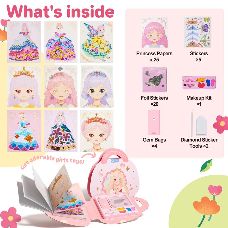 4 in 1 Princess Art Craft Kits, Foil Art & Diamond Painting,