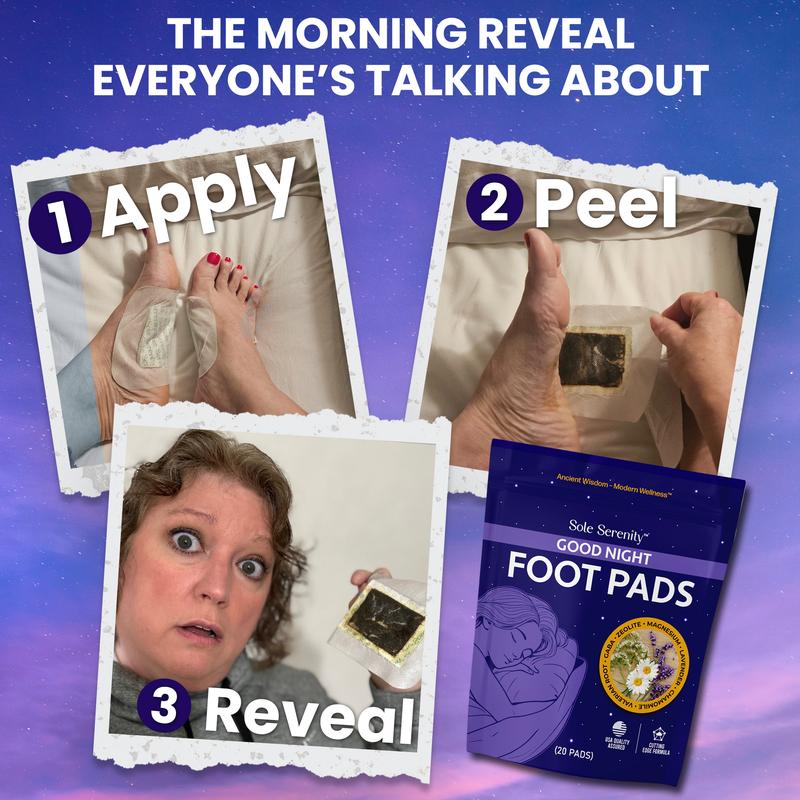 Sole Serenity Zeolite and Ashwagandha Good Night Sleep Detox Foot Pads with Magnesium Glycinate, Valerian Root, Lavender, GABA - Restorative Natural Wellness Adaptogens & Mineral Solution