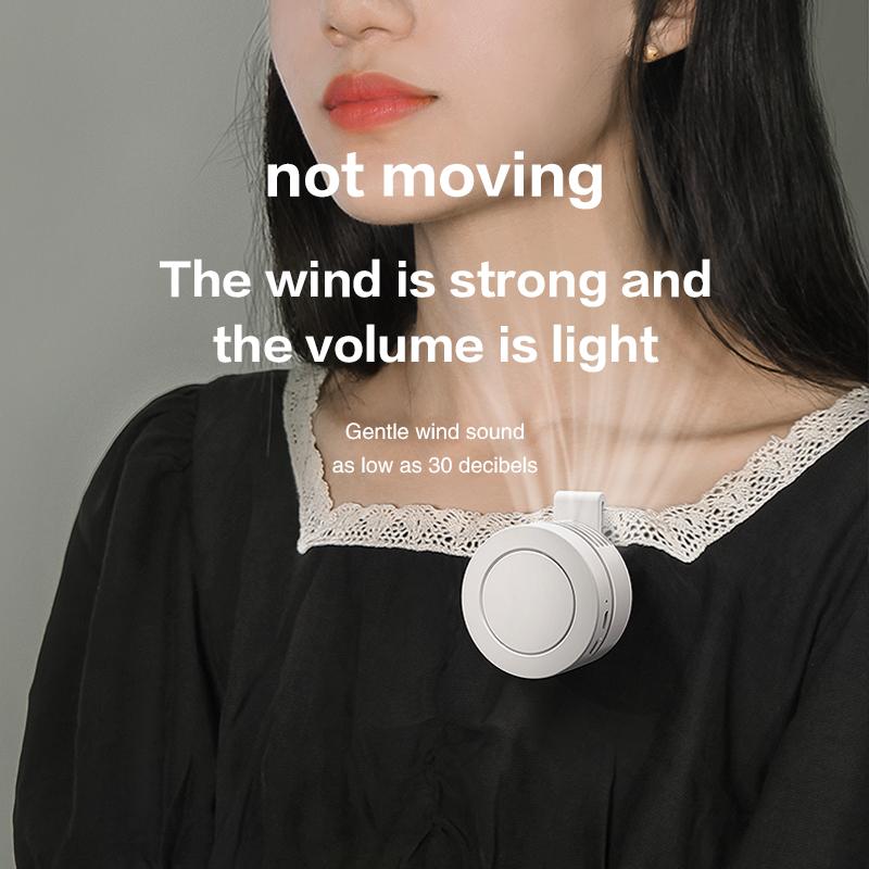 Mini Wearable Waist Fan – 360° Rotating Bladeless Airflow, USB or Battery Operated, Hands-Free Cooling for Hiking, Farming, and Camping