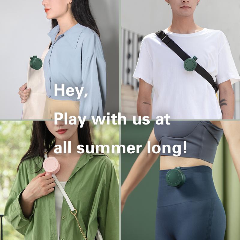 Mini Wearable Waist Fan – 360° Rotating Bladeless Airflow, USB or Battery Operated, Hands-Free Cooling for Hiking, Farming, and Camping