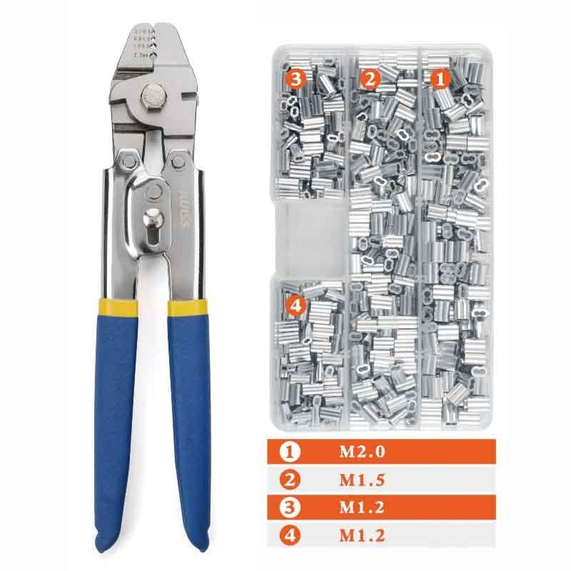 Wire Leader Rope Hand Crimping Pliers Tools Set for Copper and Aluminum Oval Sleeves and Stop Sleeves