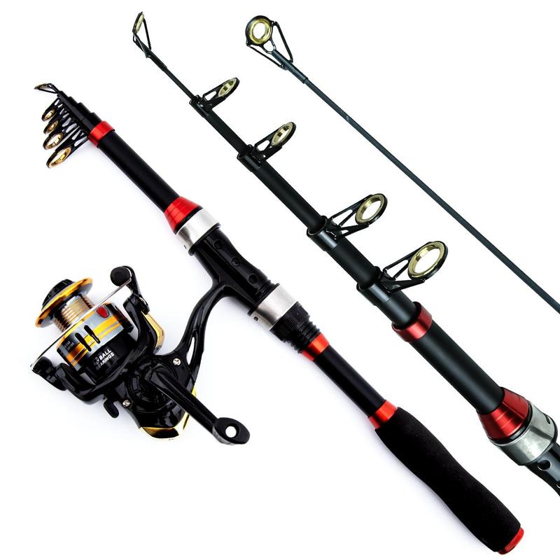 1.8m Telescopic Fishing Rod & Spinning Reel & Fishing Bag & Fishing Lure Kit,