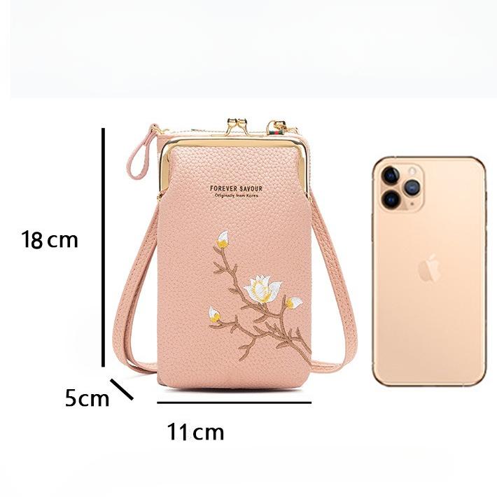 Versatile Embroidered Mobile Phone Bag