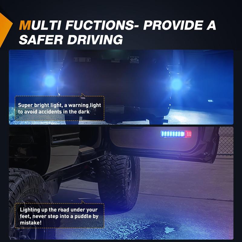 2PCS LED Interior Door Panel Light Courtesy Warning Lights Blue and Red Plug and Play Compatible