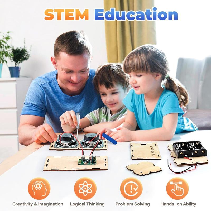 STEM Projects Kits - DIY Bluetooth Speaker Box Kit Electronic Sound Amplifier - Build Your Own Portable Wood Case Bluetooth Speaker Sound
