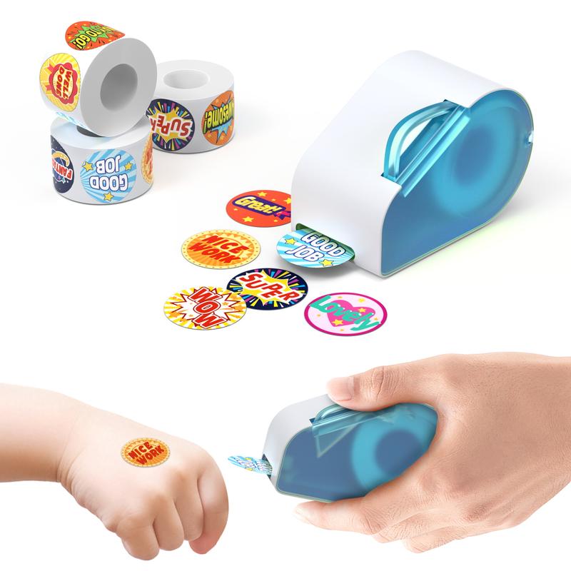Manual Sticker Dispenser, Teacher Appreciation Gift with 1400 Stickers, Contains Various Patterns of Stickers