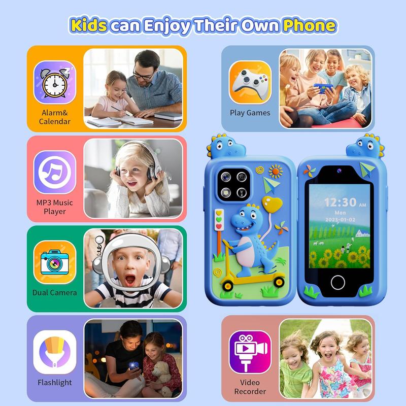 Kids Toy Smartphone, Touch Screen HD Dual Camera,Learning Educational Phone with 8GB SD Card,