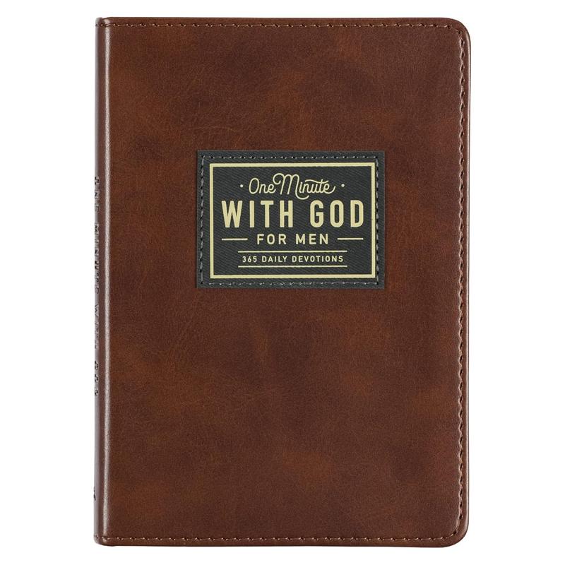 One Minute with God for Men 365 Devotions, Brown Faux Leather Flexcover Imitation Leather Daily Devotional Journal Hardcover Journal Notebook