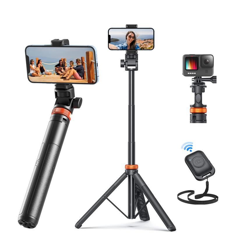 Phone Tripod for iPhone/Android & Selfie Stick with Remote, Upgraded Stand,  Travel-Friendly & Stable