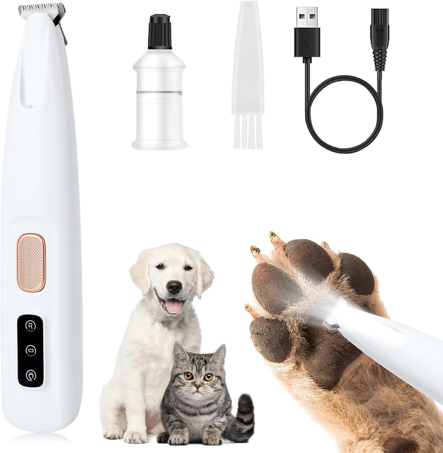 Rechargeable Pet Hair Trimmer Kit,Cordless Quiet Dog Trimmer for Grooming with LED Light, Small Dog Grooming Clippers for Dogs & Cats, Pet Grooming Tool,Waterproof, low noise pet shaver