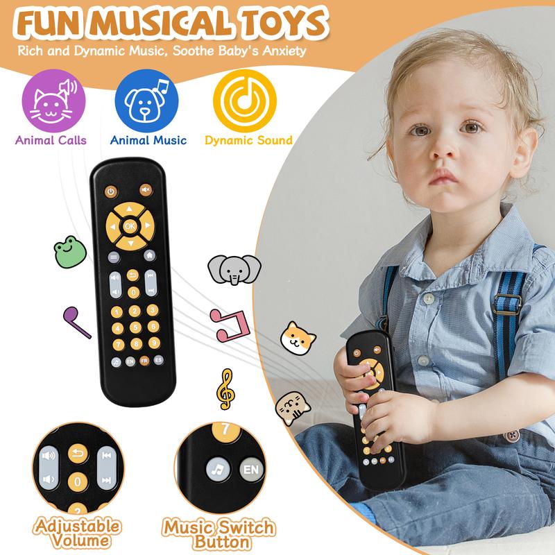 Orzbow Baby Remote Control Toy for 6 Months+ with Music, TV Remote Toy with Realistic Light and Sound - English, French and Spanish for Infant Play Remote Musical Toys, BPA Free,