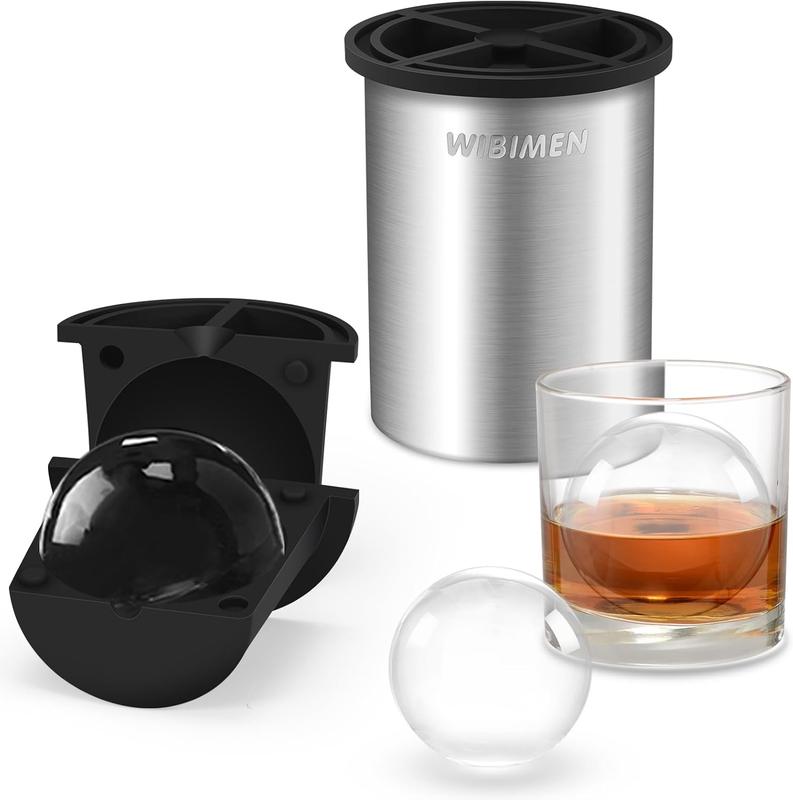 Make perfect ice cubes every time! Crystal ball molds for drinks, cocktails and whiskey, iced coffee accessories - kitchen-silicone-utensils-stainless Metal Steel Round