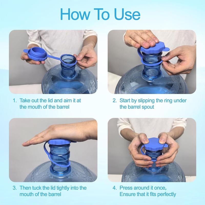 5 PCS 3 & 5 Gallon Water Jug Cap, Upgrade Reusable Replacement Caps, Non Spill Lids for 55mm Water Bottle
