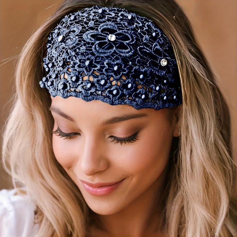 3pcs Set Boho-chic Crystal & Pearl Embellished Wide Headbands for Women – Luxury Hair Accessories, Ideal for Weddings, Vacations & Daily Styling