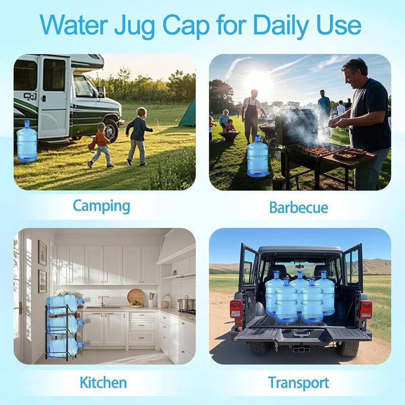 5 PCS 3 & 5 Gallon Water Jug Cap, Upgrade Reusable Replacement Caps, Non Spill Lids for 55mm Water Bottle