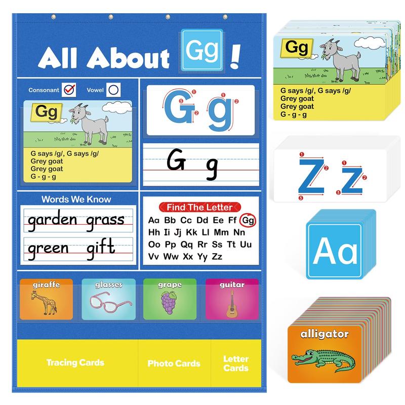 Alphabet Learning Pocket Chart Alphabet Wall Chart ABC Flash Cards Learning Games