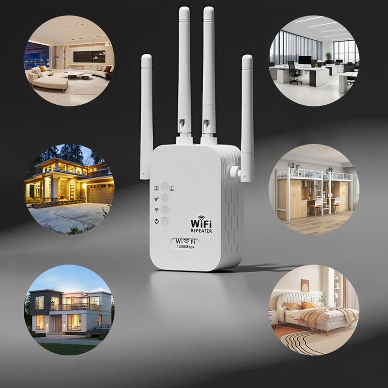 WiFi Extender 2025, 1200Mbps Dual Band (5GHz/2.4GHz) Signal Booster, Covers 10,000 sq. ft & 50 Devices, Repeater with Ethernet Port