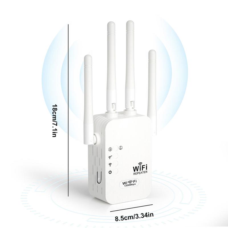 WiFi Extender 2025, 1200Mbps Dual Band (5GHz/2.4GHz) Signal Booster, Covers 10,000 sq. ft & 50 Devices, Repeater with Ethernet Port