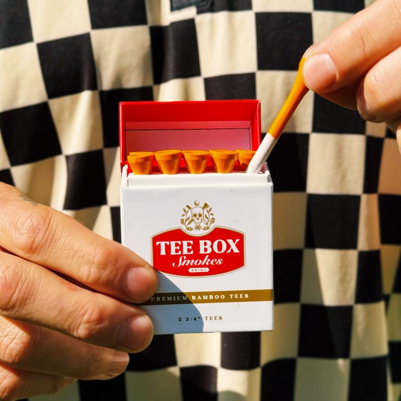 Tee Box Smokes - Premium Bamboo Golf Tees - Funny Cigarette-Style Gift for Men & Women - Reusable Magnetic Box