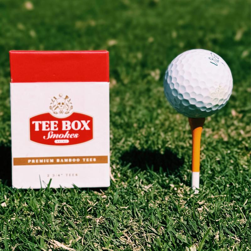 Tee Box Smokes - Premium Bamboo Golf Tees - Funny Cigarette-Style Gift for Men & Women - Reusable Magnetic Box