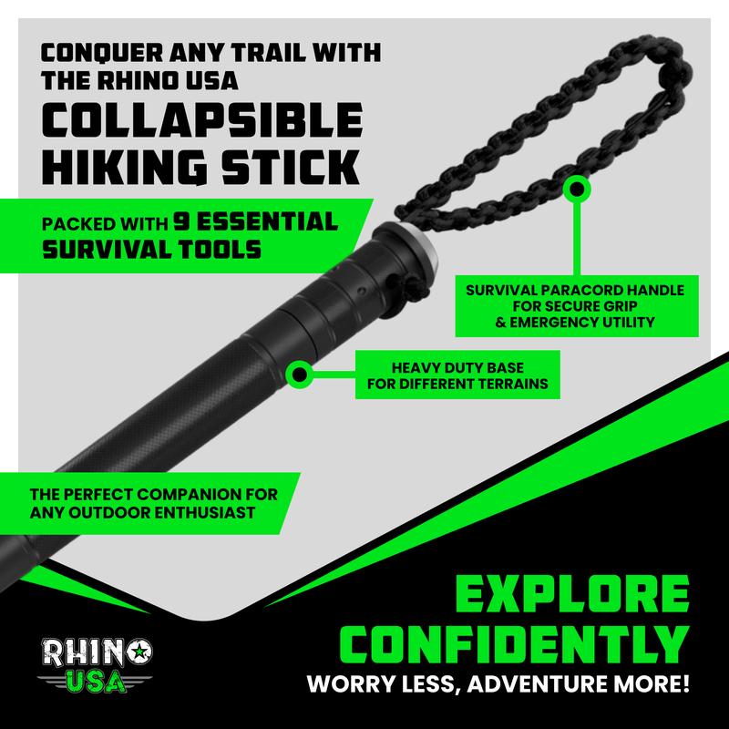 Tactical Hiking Stick – Essential Camping Gear for Hiking & Trekking – Durable Survival Stick for Outdoor Adventures