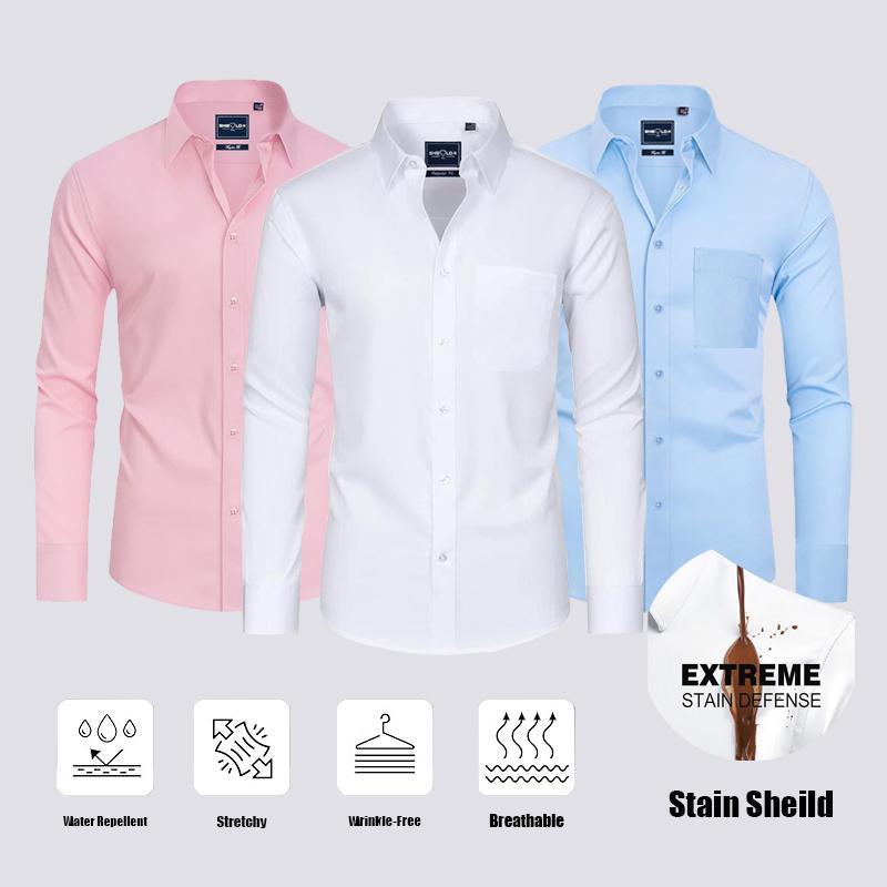 3-Pack Alimens & Gentle Stain Sheild Dress Shirts for Men Slim Fit Mens Dress Shirts Long Sleeve Button Down Shirt Men Shirts