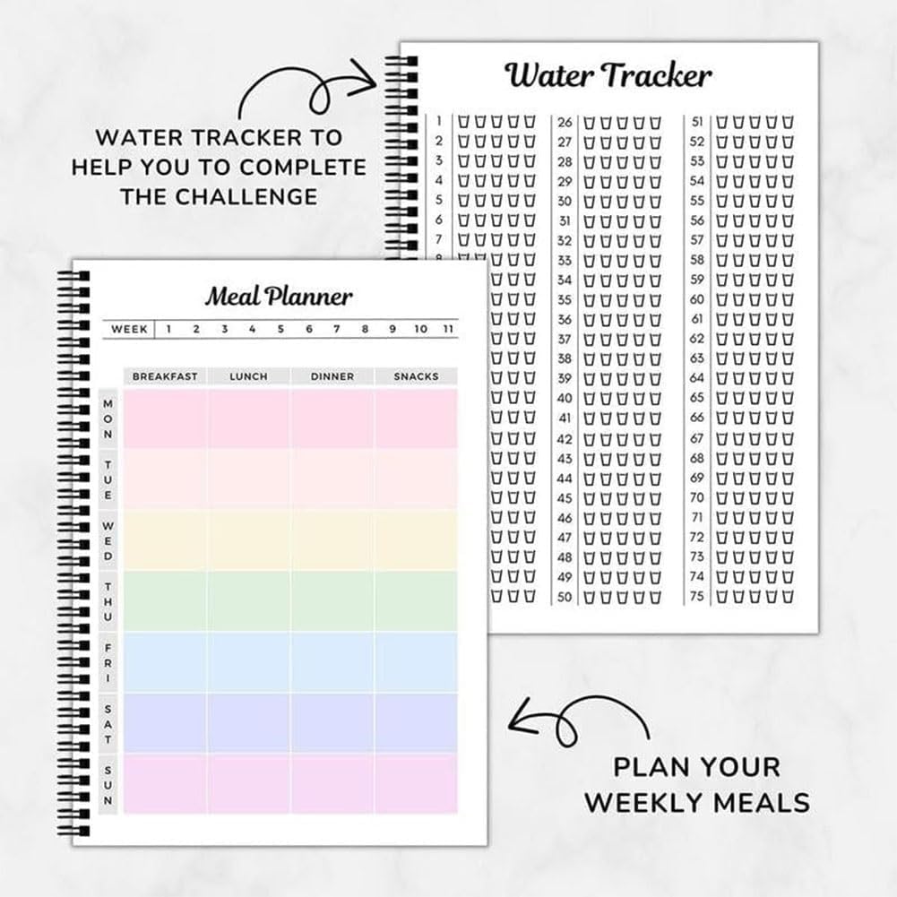 Soft Challenge Planner Notebook, 1 Count 75 Target Challenge Planner Notebook, Time Management & Efficiency Improvement Record Book,