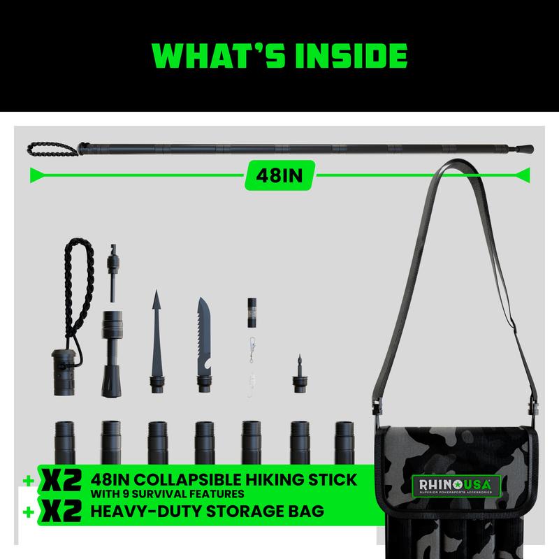 Tactical Hiking Stick – Essential Camping Gear for Hiking & Trekking – Durable Survival Stick for Outdoor Adventures