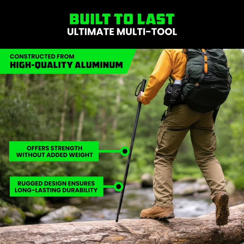 Tactical Hiking Stick – Essential Camping Gear for Hiking & Trekking – Durable Survival Stick for Outdoor Adventures