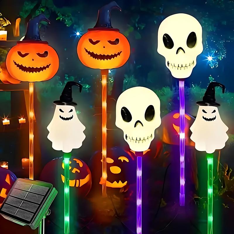 Halloween Solar Garden Lights, Pumpkin, Skeleton, Ghost Ground Plug Solar LED Lights, Garden, Porch Decorative Lights,