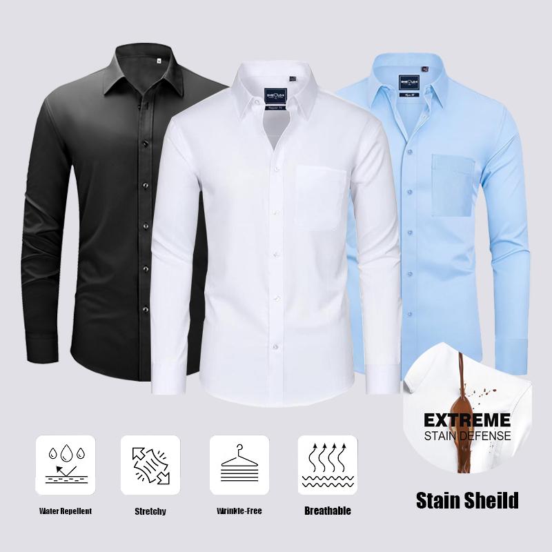 3-Pack Alimens & Gentle Stain Sheild Dress Shirts for Men Slim Fit Mens Dress Shirts Long Sleeve Button Down Shirt Men Shirts