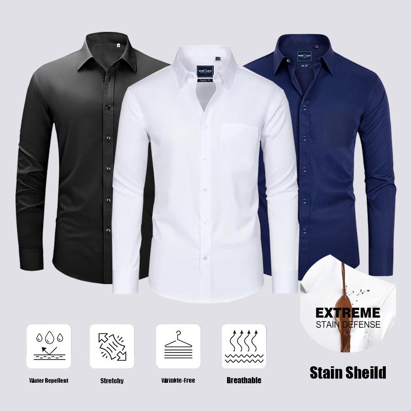 3-Pack Alimens & Gentle Stain Sheild Dress Shirts for Men Slim Fit Mens Dress Shirts Long Sleeve Button Down Shirt Men Shirts