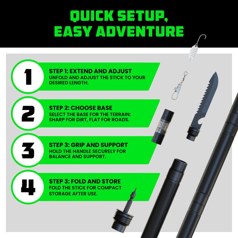 Tactical Hiking Stick – Essential Camping Gear for Hiking & Trekking – Durable Survival Stick for Outdoor Adventures