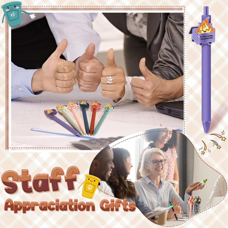 Dumpster Fire Pens Funny Luminous Ballpoint Pen Emotional Support Dumpster Fire Back to School Gift Employee Appreciation Gift Positive Gift for Coworkers Teacher Student School Ofiice Home Supplies