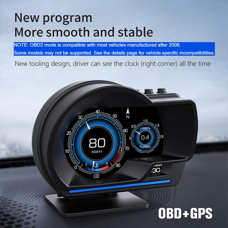 Car OBD2+GPS Head Up Digital Display Gauge Speedometer, KM/H MPH with OBD Multifunctional LCD Ambient Light Multi-Function Display truck accessories