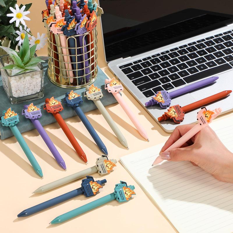 Dumpster Fire Pens Funny Luminous Ballpoint Pen Emotional Support Dumpster Fire Back to School Gift Employee Appreciation Gift Positive Gift for Coworkers Teacher Student School Ofiice Home Supplies