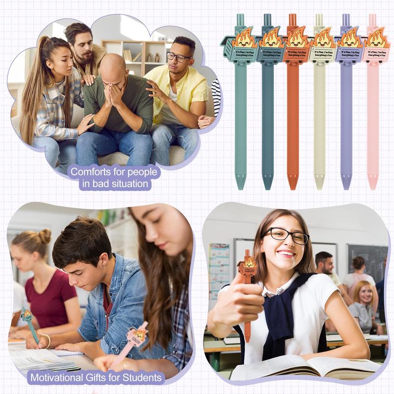 Dumpster Fire Pens Funny Luminous Ballpoint Pen Emotional Support Dumpster Fire Back to School Gift Employee Appreciation Gift Positive Gift for Coworkers Teacher Student School Ofiice Home Supplies