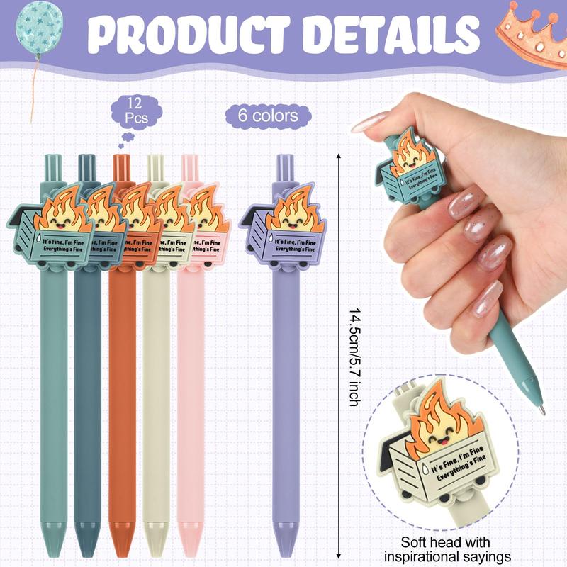 Dumpster Fire Pens Funny Luminous Ballpoint Pen Emotional Support Dumpster Fire Back to School Gift Employee Appreciation Gift Positive Gift for Coworkers Teacher Student School Ofiice Home Supplies