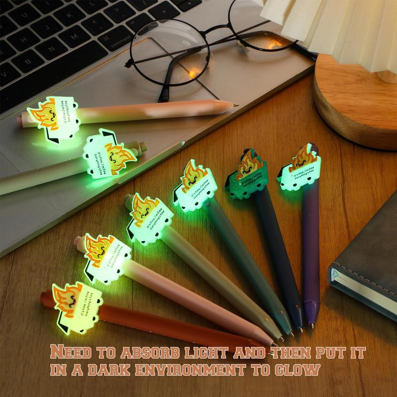 Dumpster Fire Pens Funny Luminous Ballpoint Pen Emotional Support Dumpster Fire Back to School Gift Employee Appreciation Gift Positive Gift for Coworkers Teacher Student School Ofiice Home Supplies