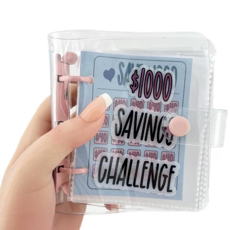 2PCS Mini Money Saving Binder, $1000 Money Saving Challenge Book Budget Binder with Envelopes Portable Deposit Anytime Anywhere，