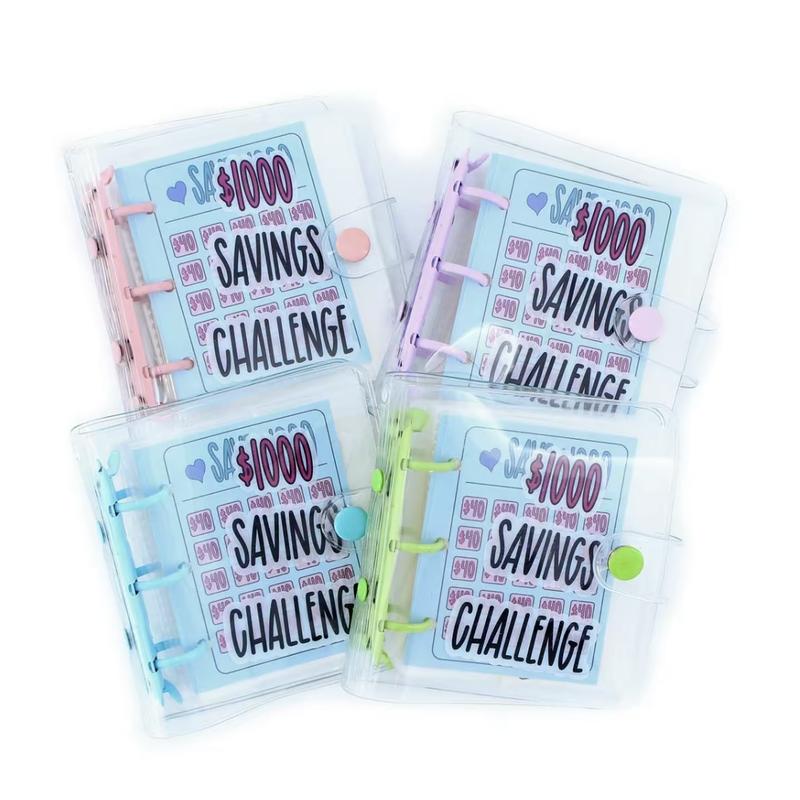 2PCS Mini Money Saving Binder, $1000 Money Saving Challenge Book Budget Binder with Envelopes Portable Deposit Anytime Anywhere，
